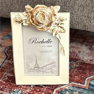 4” x 6” New white decorative photo frame with velvet backing